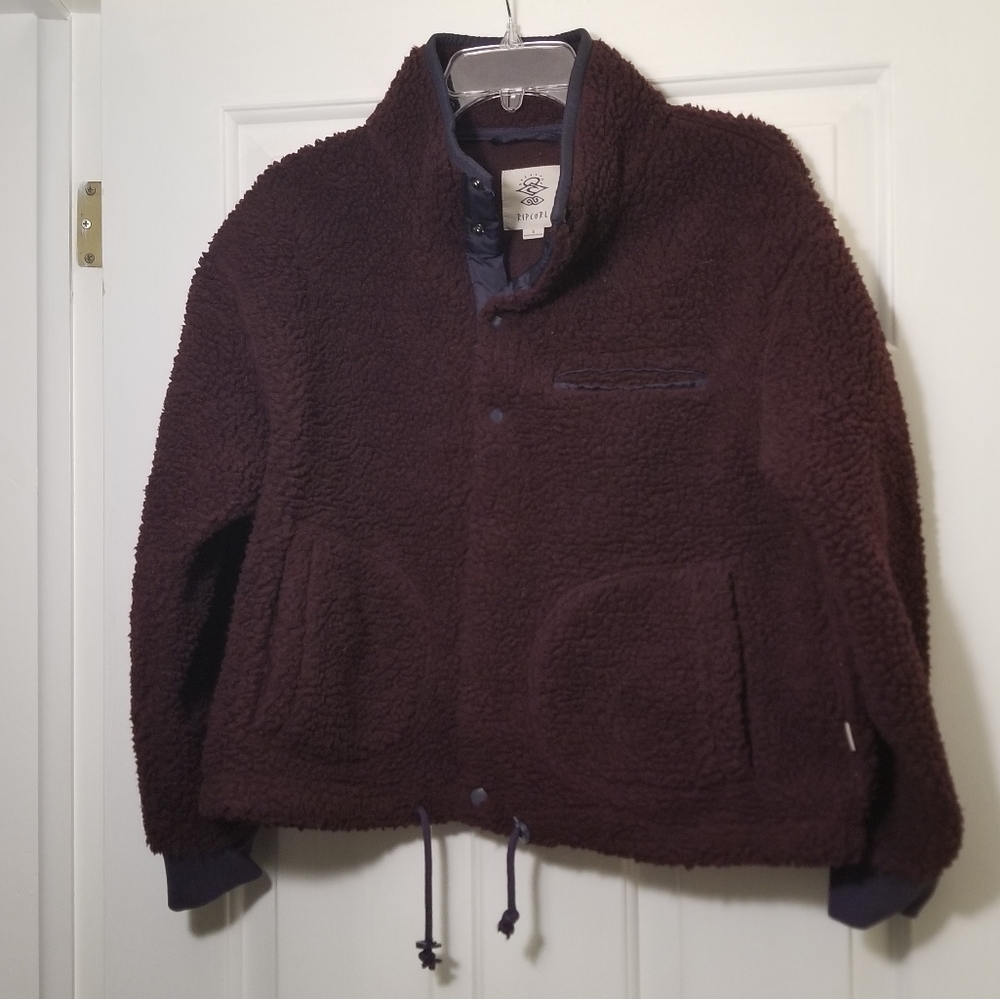 RIP Curl Maroon Button Up Fleece Jacket